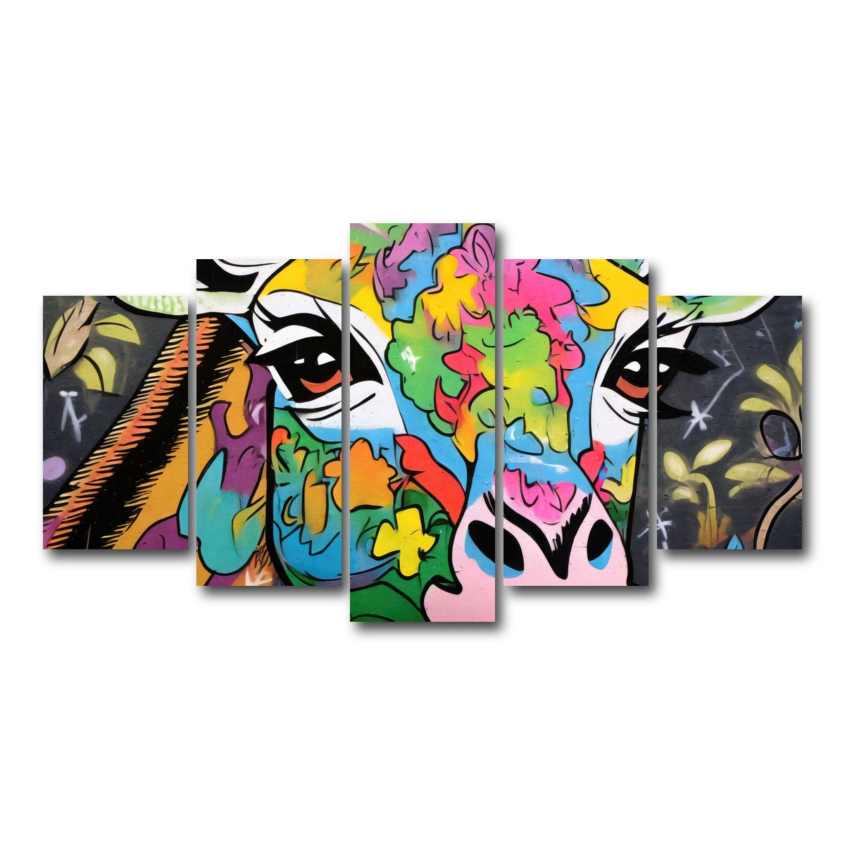 AUTO-MOCKUP WHITE | Giraffe Graffiti | 5 Piece | Gallery Wrap Canvas | group=5_normal
