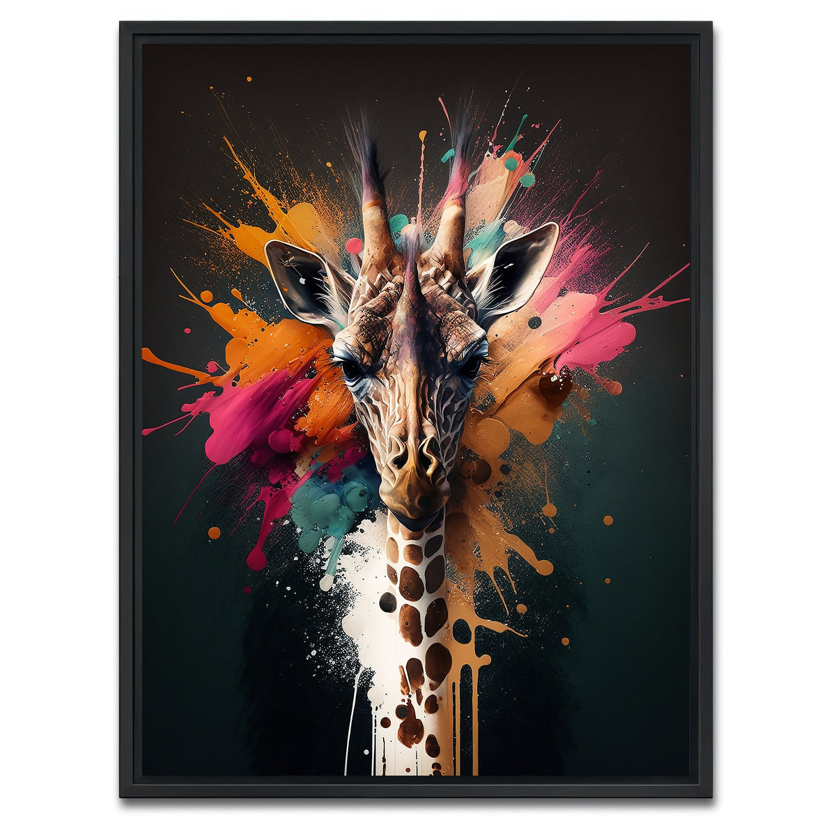 AUTO-MOCKUP WHITE | Giraffe Portrait | 1 Piece | Black Framed Canvas | group=3x4