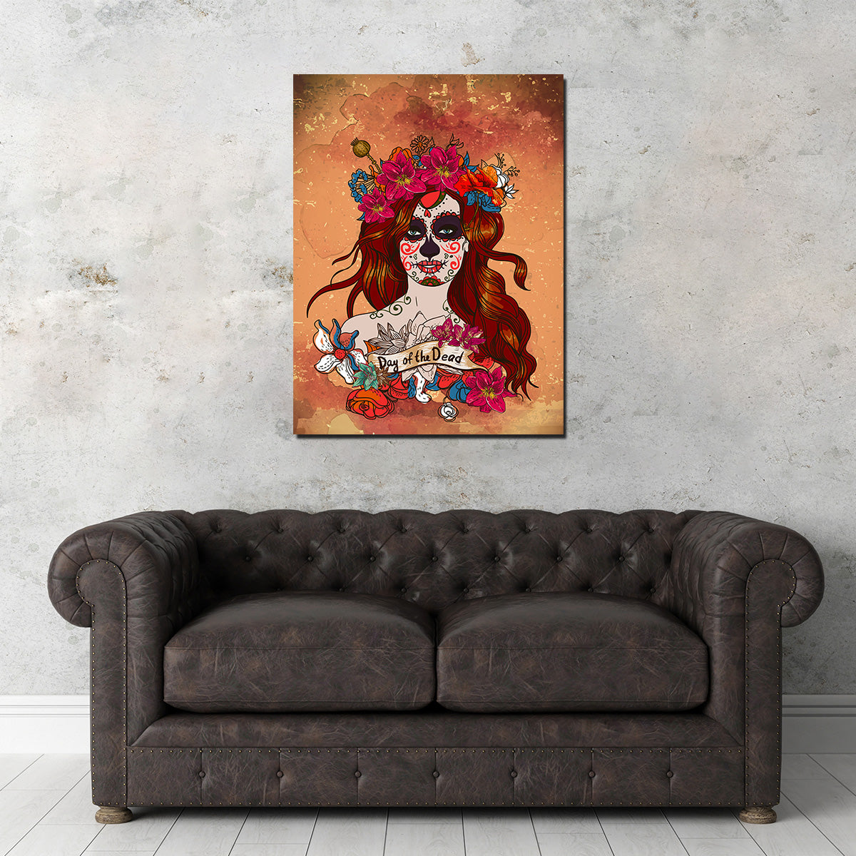 Girl With Sugar Skull Wall Art