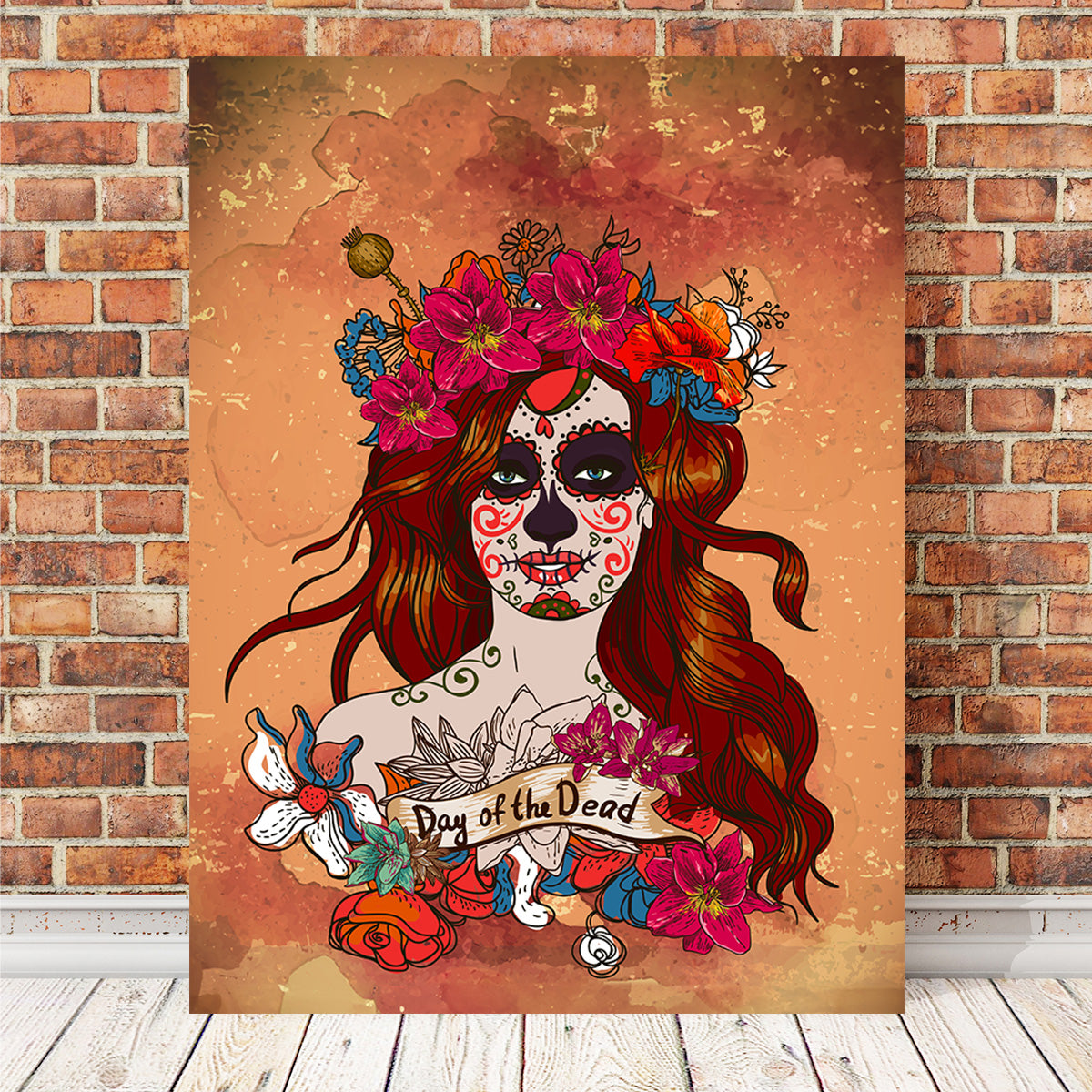 Girl With Sugar Skull Wall Art