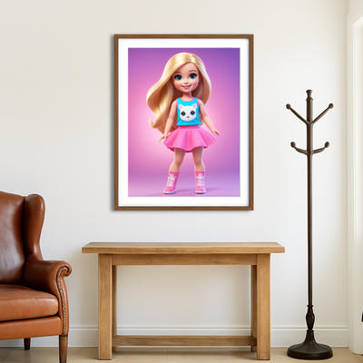 AUTO-MOCKUP ROOM | Girl Doll Wall Art