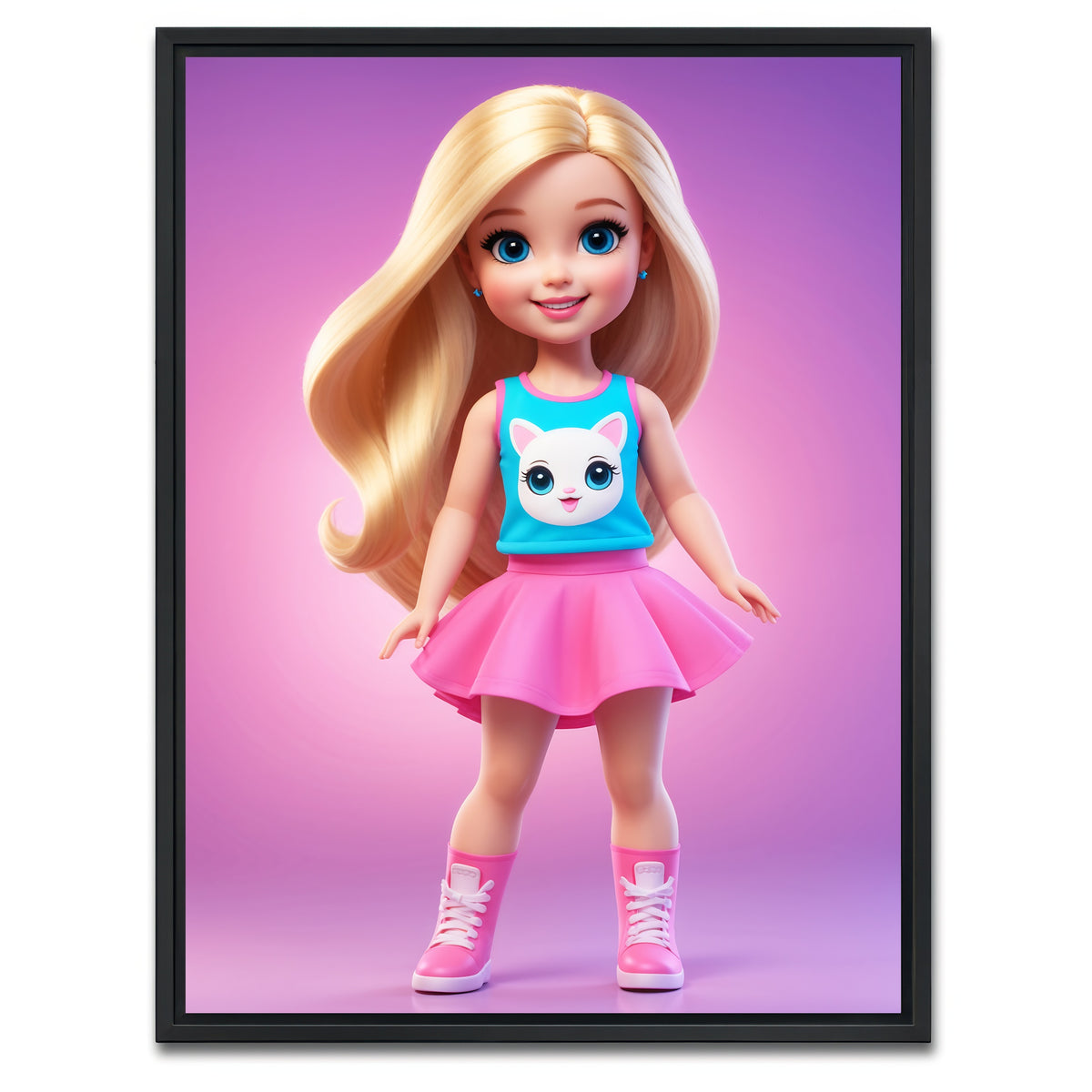 AUTO-MOCKUP WHITE | Girl Doll | 1 Piece | Black Framed Canvas | group=3x4