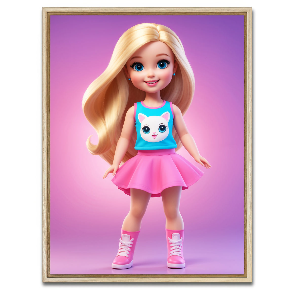 AUTO-MOCKUP WHITE | Girl Doll | 1 Piece | Natural Framed Canvas | group=3x4