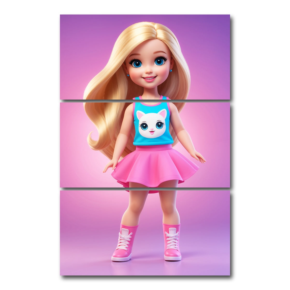 AUTO-MOCKUP WHITE | Girl Doll | 3 Piece | Gallery Wrap Canvas | group=12x24_stacked