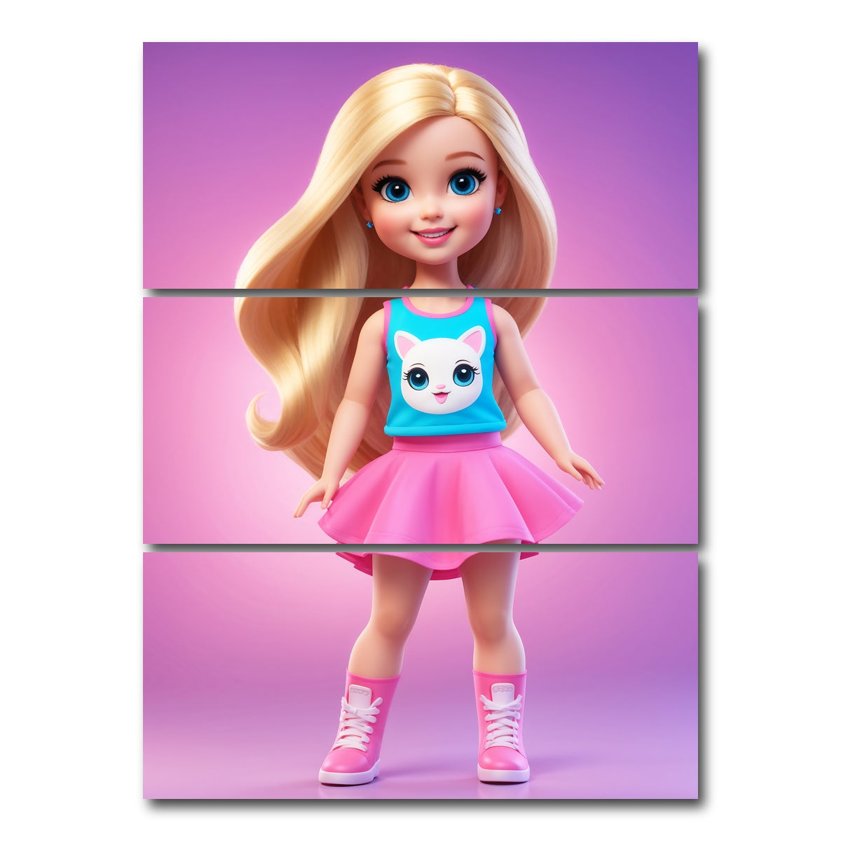 AUTO-MOCKUP WHITE | Girl Doll | 3 Piece | Gallery Wrap Canvas | group=8x18_stacked