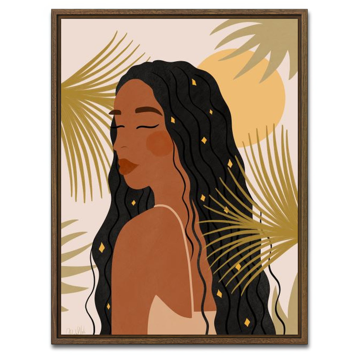 AUTO-MOCKUP WHITE | Girl Glow | 1 Piece | Walnut Framed Canvas | group=3x4