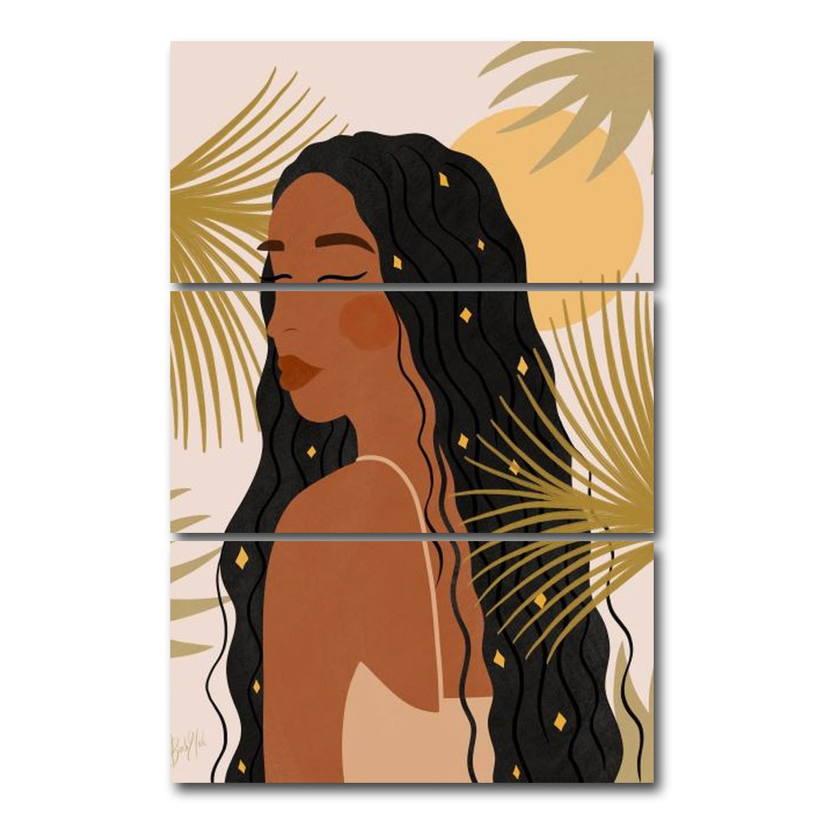 AUTO-MOCKUP WHITE | Girl Glow | 3 Piece | Gallery Wrap Canvas | group=12x24_stacked