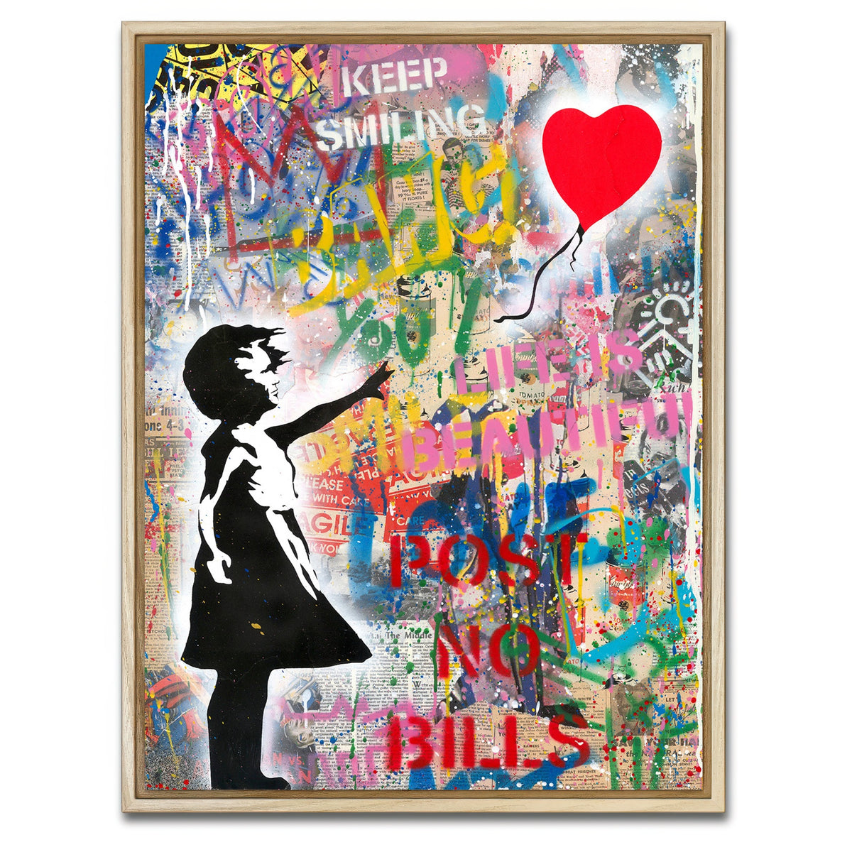 AUTO-MOCKUP WHITE | Girl With A Balloon | 1 Piece | Natural Framed Canvas | group=3x4