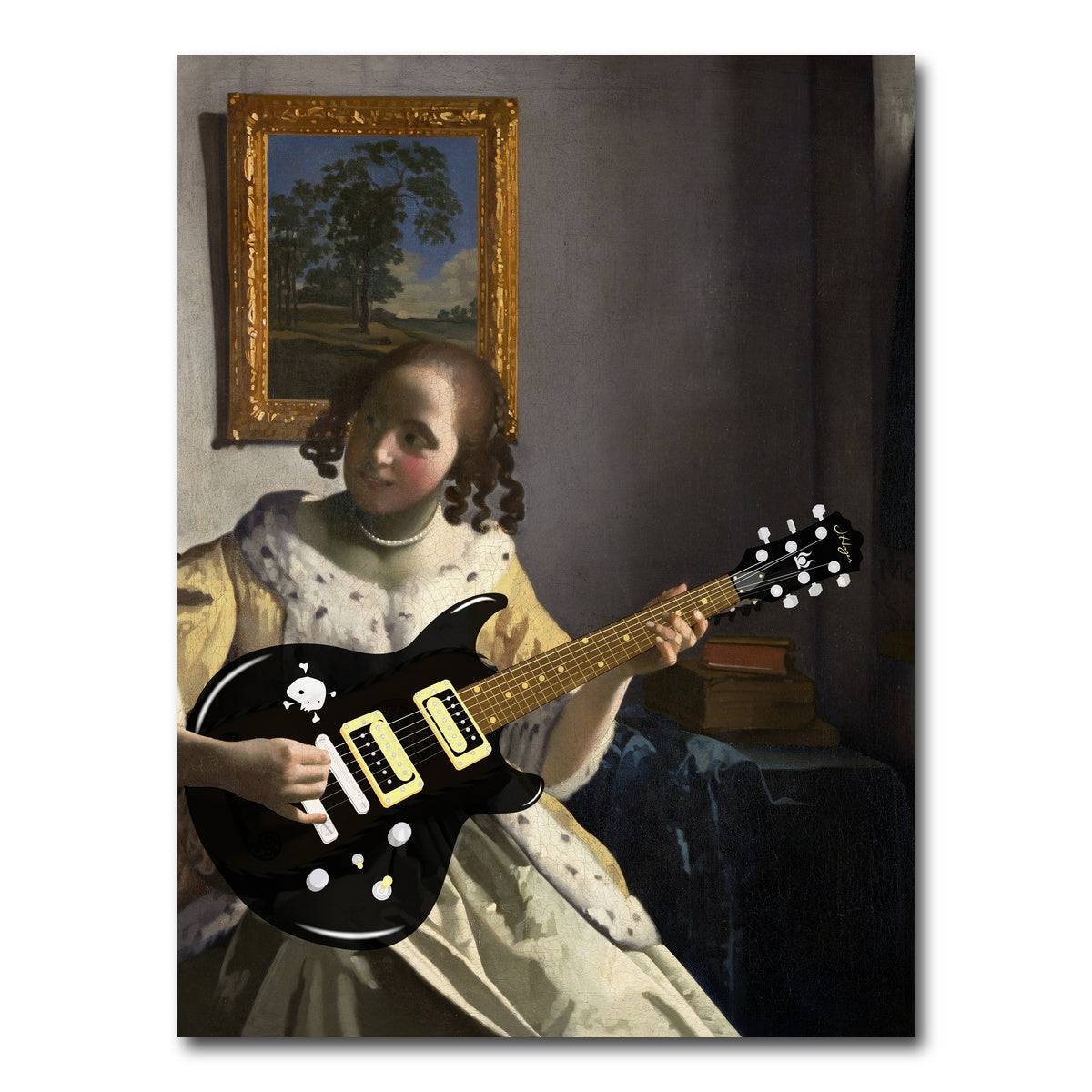AUTO-MOCKUP WHITE | Girl With An Electric Guitar | 1 Piece | Gallery Wrap Canvas | group=3x4