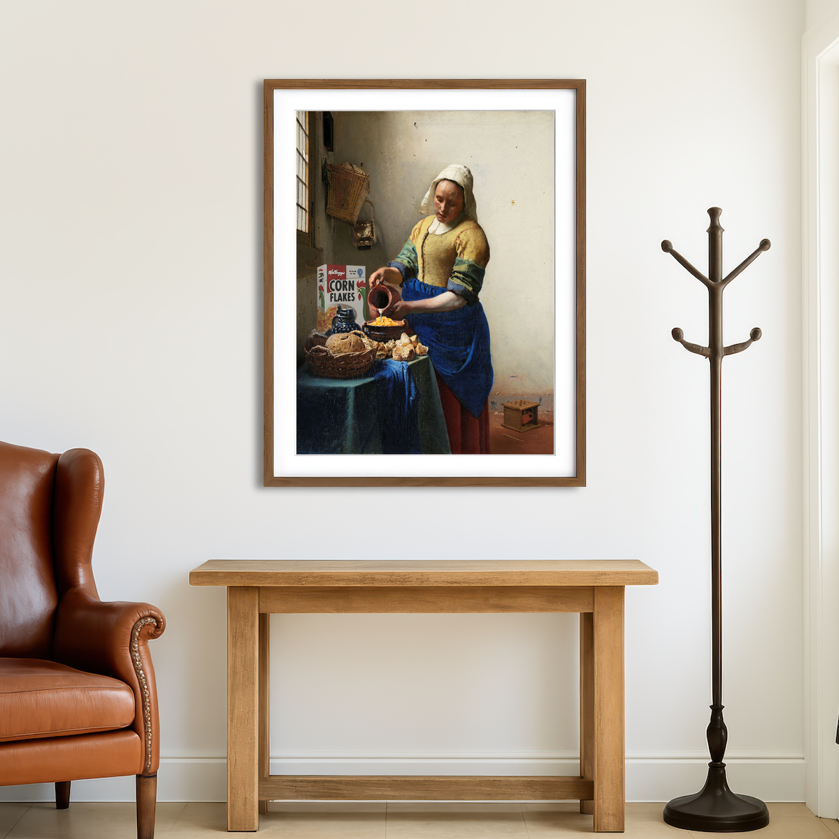 AUTO-MOCKUP ROOM | Girl With Cornflakes Milk Wall Art