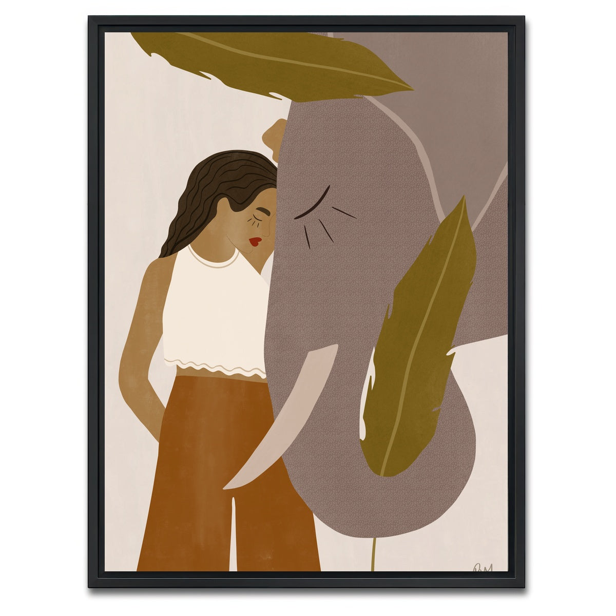 AUTO-MOCKUP WHITE | Girl and Elephant | 1 Piece | Black Framed Canvas | group=3x4