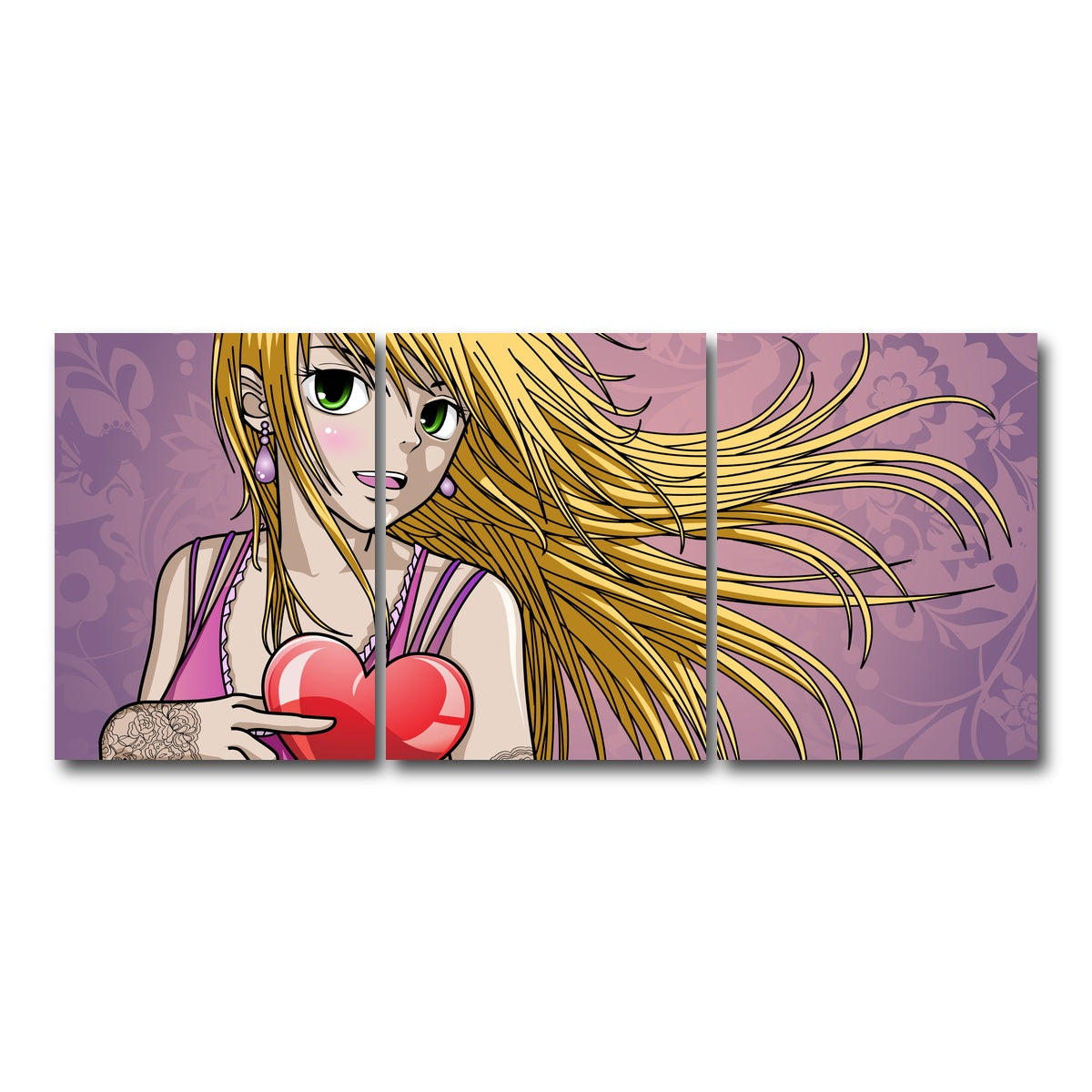 AUTO-MOCKUP WHITE | Girl holding heart | 3 Piece | Gallery Wrap Canvas | group=18x24