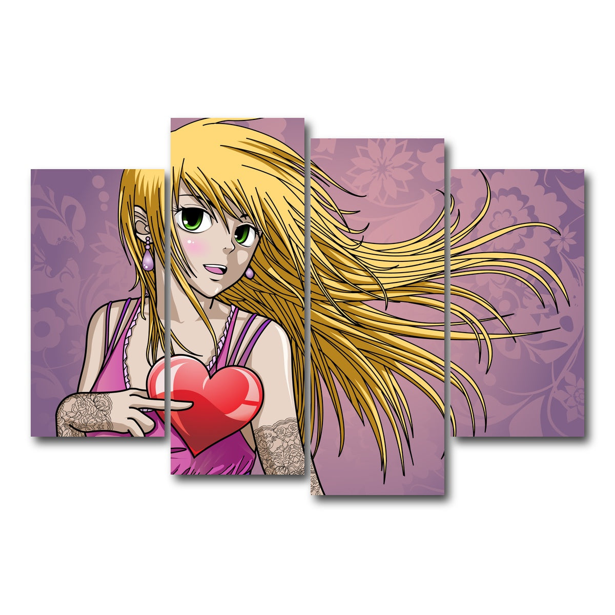 AUTO-MOCKUP WHITE | Girl holding heart | 4 Piece | Gallery Wrap Canvas | group=4_short