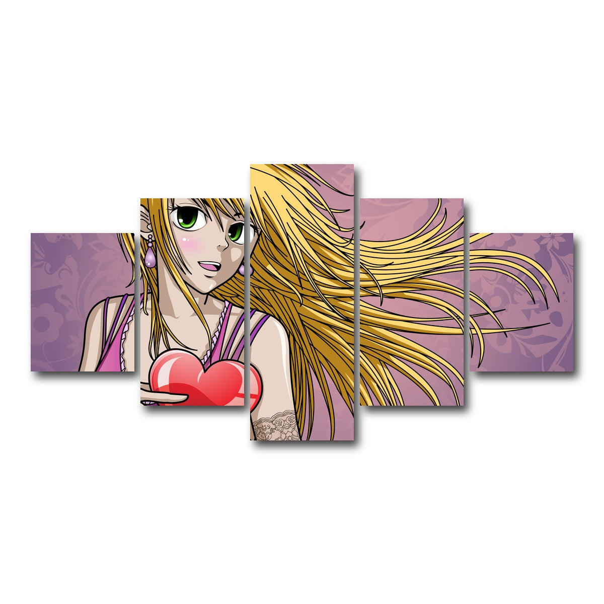 AUTO-MOCKUP WHITE | Girl holding heart | 5 Piece | Gallery Wrap Canvas | group=5_short