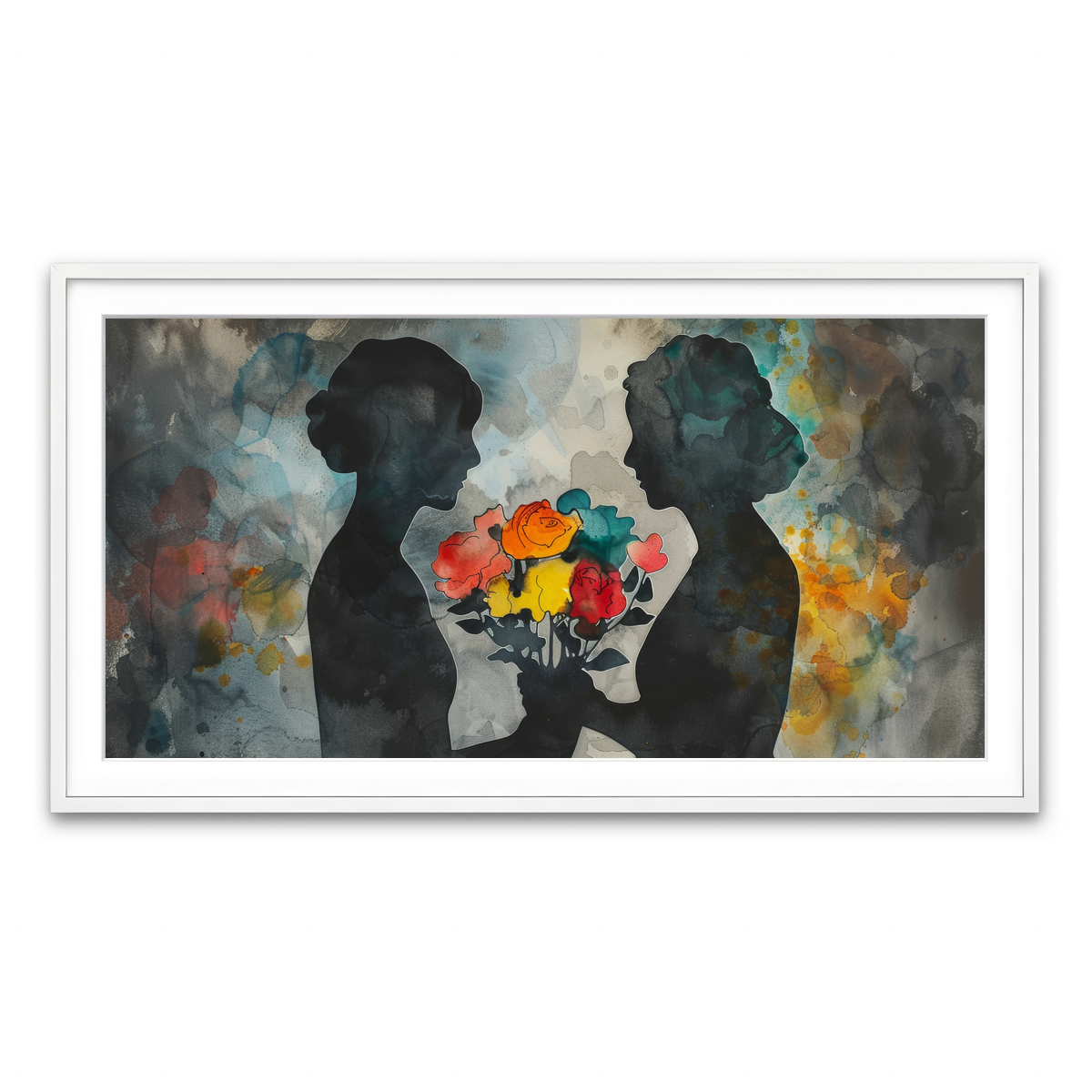 Framed Print 2x1 White