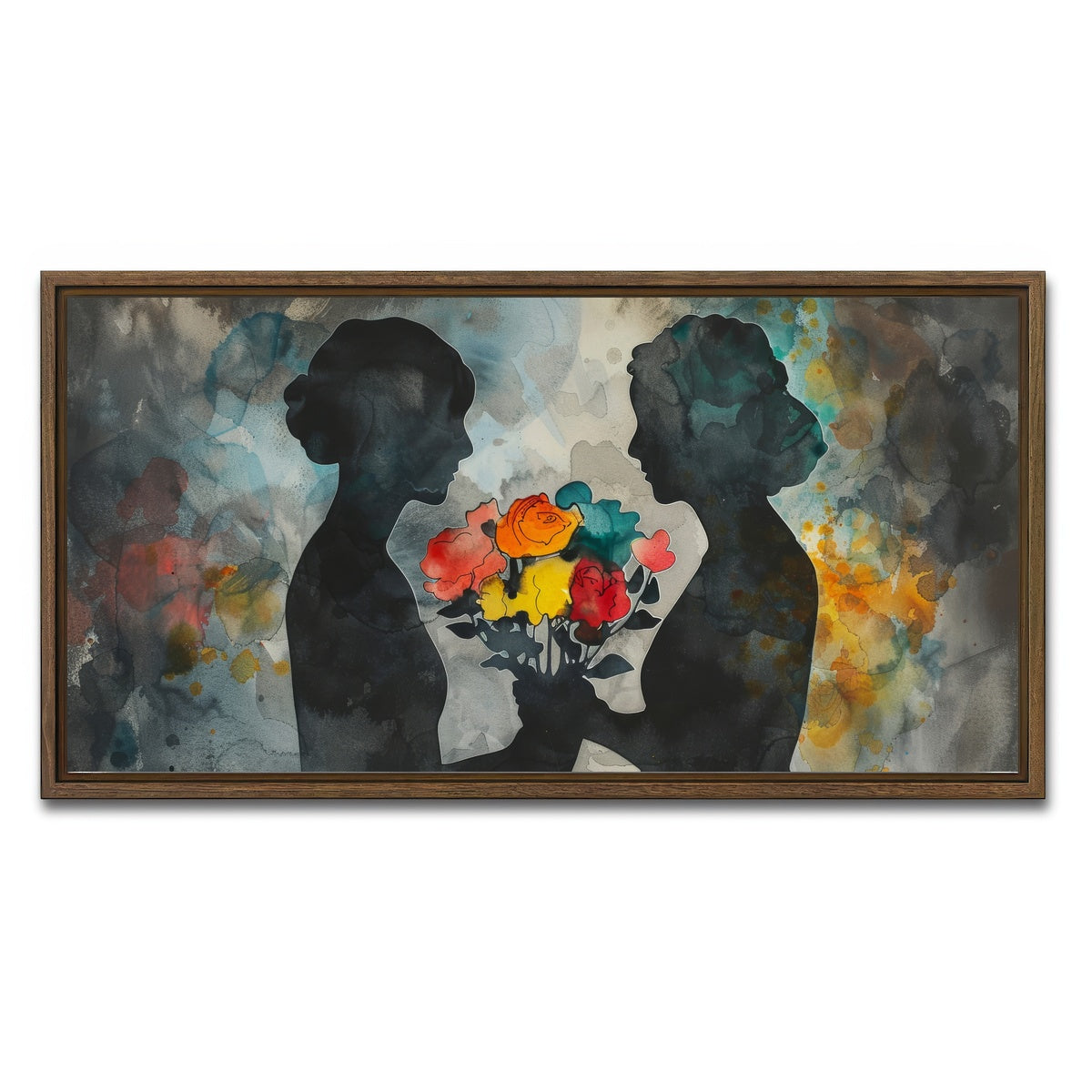 AUTO-MOCKUP WHITE | Give Flowers | 1 Piece | Walnut Framed Canvas | group=2x1