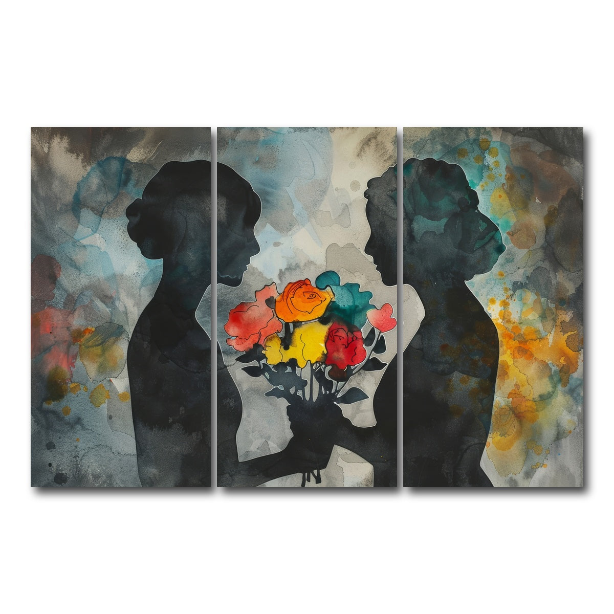 AUTO-MOCKUP WHITE | Give Flowers | 3 Piece | Gallery Wrap Canvas | group=12x24