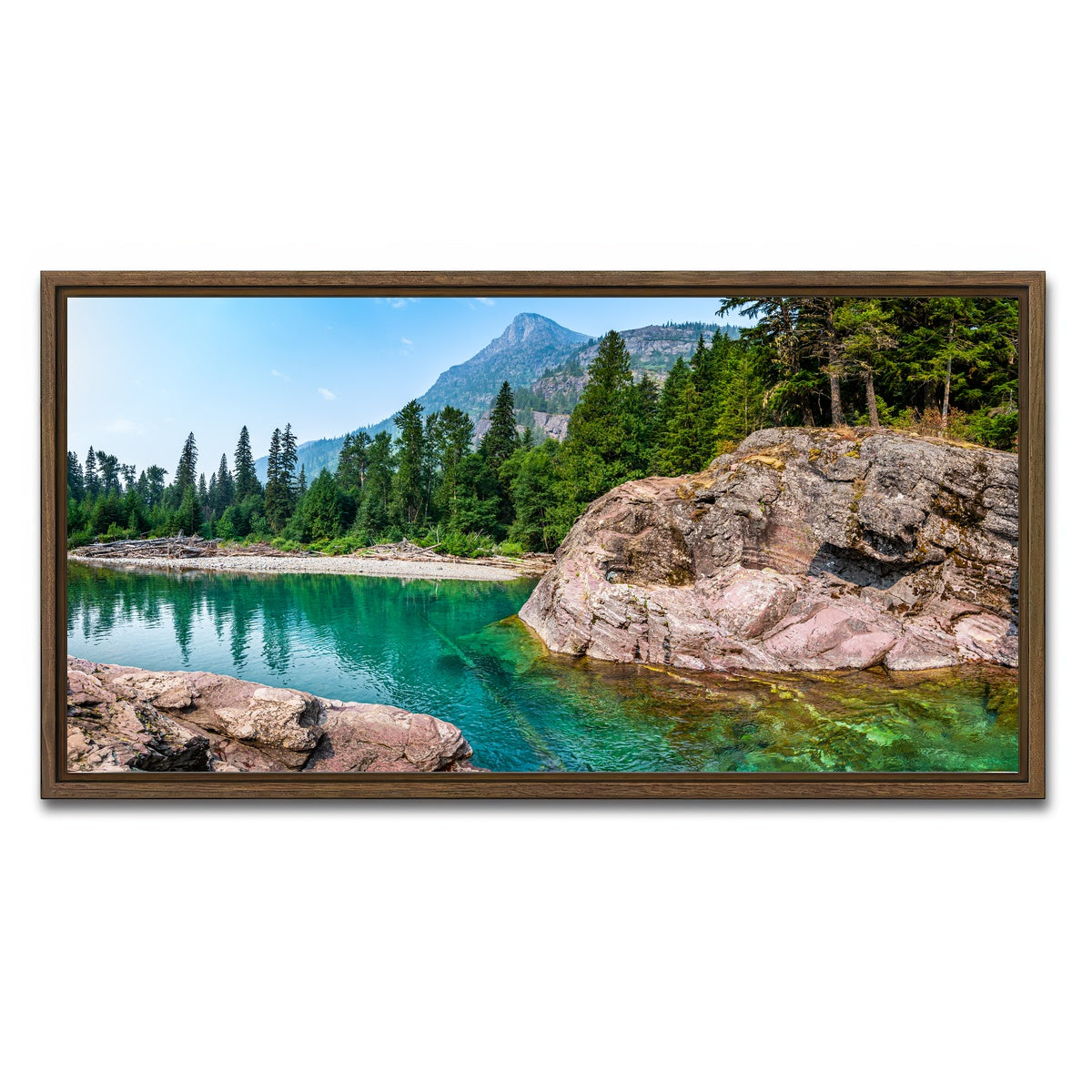 AUTO-MOCKUP WHITE | Glacier River | 1 Piece | Walnut Framed Canvas | group=2x1