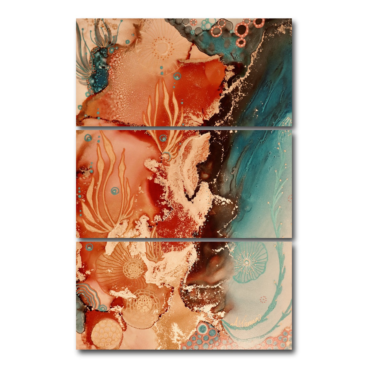 AUTO-MOCKUP WHITE | Glorious Reef | 3 Piece | Gallery Wrap Canvas | group=12x24_stacked