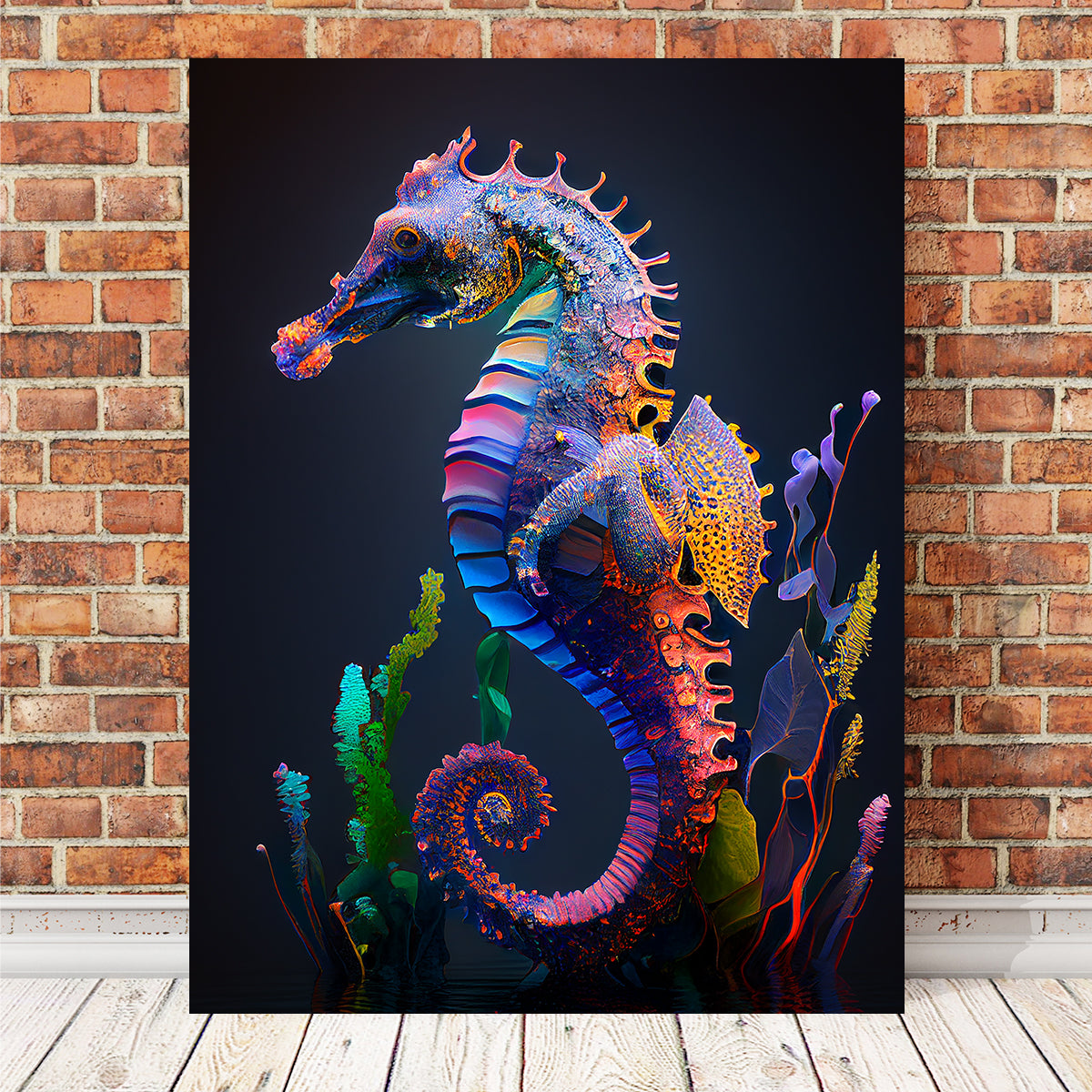 Glowing Seahorse Wall Art
