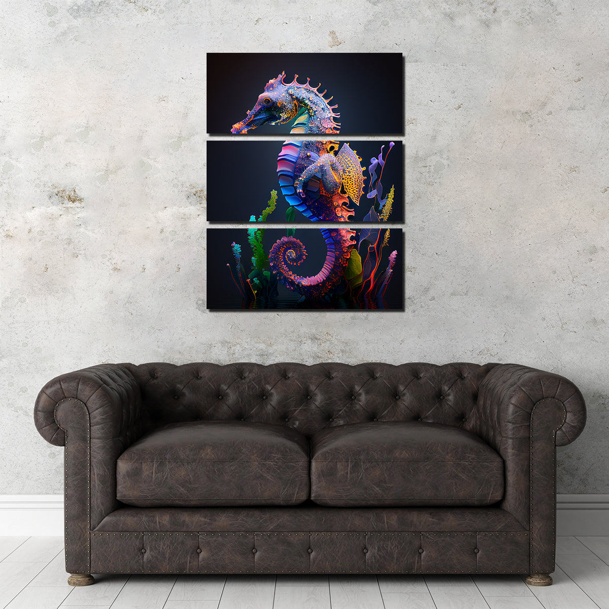 Glowing Seahorse Wall Art
