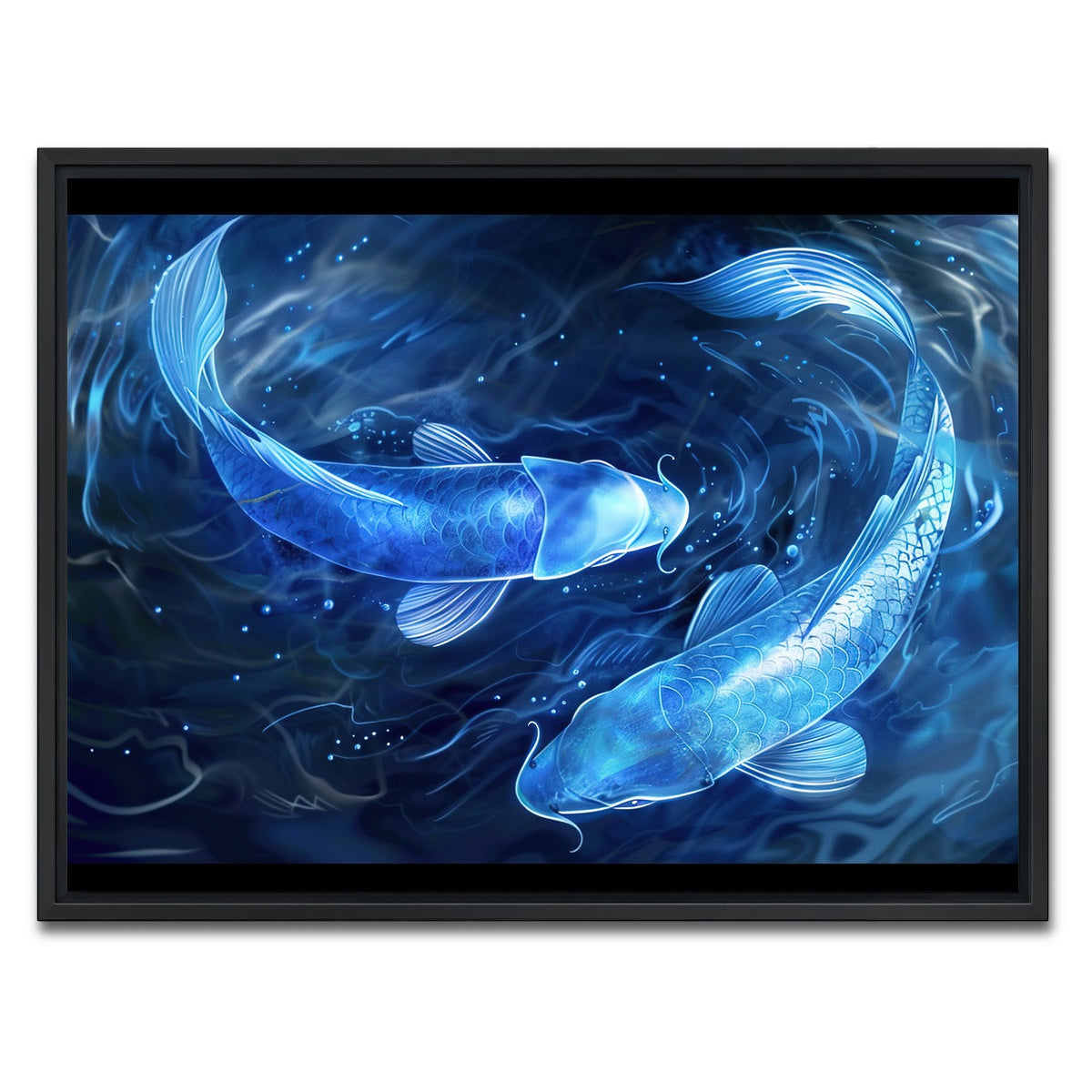 AUTO-MOCKUP WHITE | Glowing Koi Fish | 1 Piece | Black Framed Canvas | group=4x3