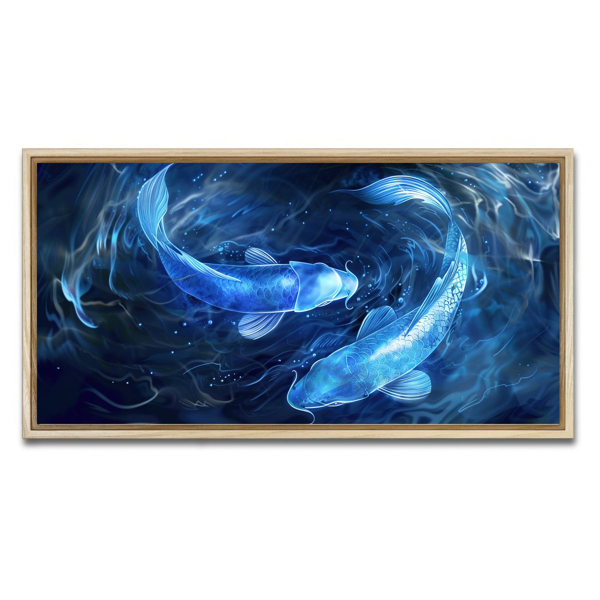 AUTO-MOCKUP WHITE | Glowing Koi Fish | 1 Piece | Natural Framed Canvas | group=2x1