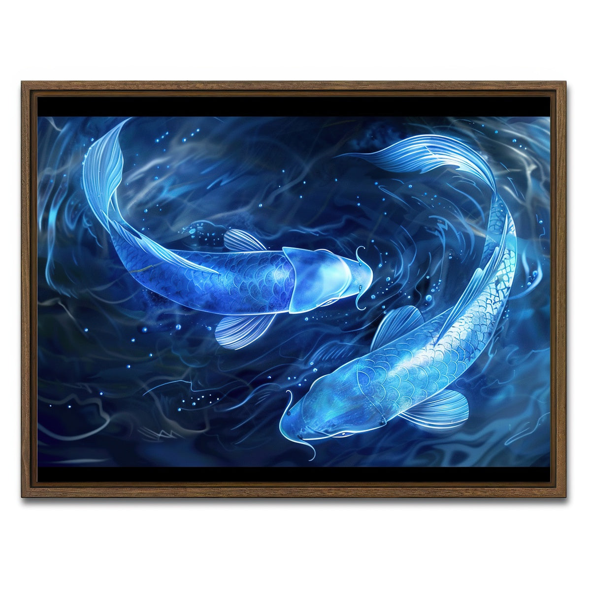 AUTO-MOCKUP WHITE | Glowing Koi Fish | 1 Piece | Walnut Framed Canvas | group=4x3