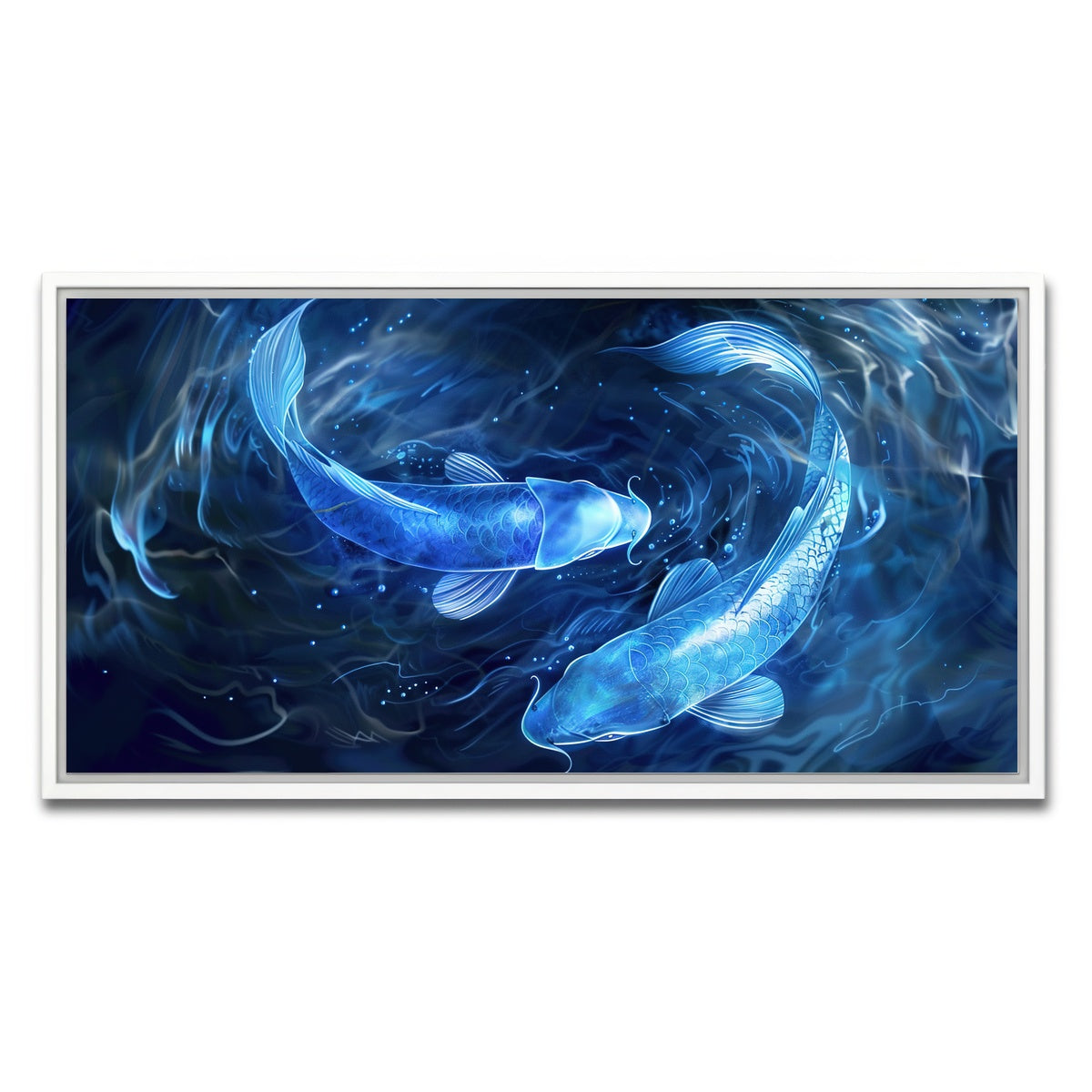 AUTO-MOCKUP WHITE | Glowing Koi Fish | 1 Piece | White Framed Canvas | group=2x1