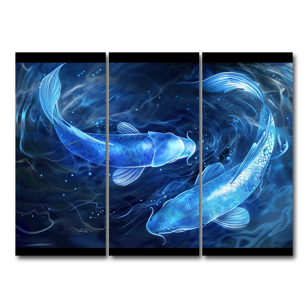 AUTO-MOCKUP WHITE | Glowing Koi Fish | 3 Piece | Gallery Wrap Canvas | group=8x18