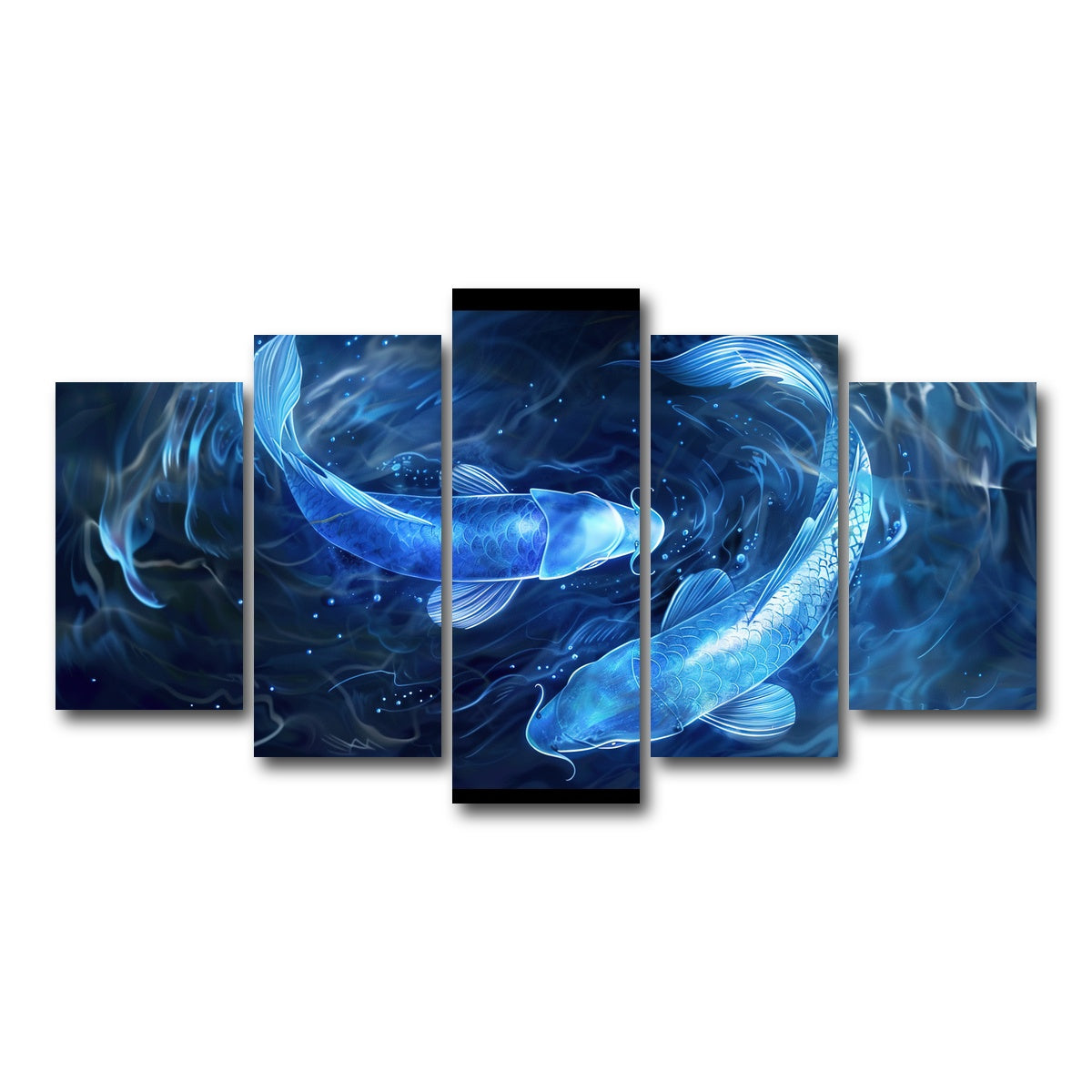 AUTO-MOCKUP WHITE | Glowing Koi Fish | 5 Piece | Gallery Wrap Canvas | group=5_normal