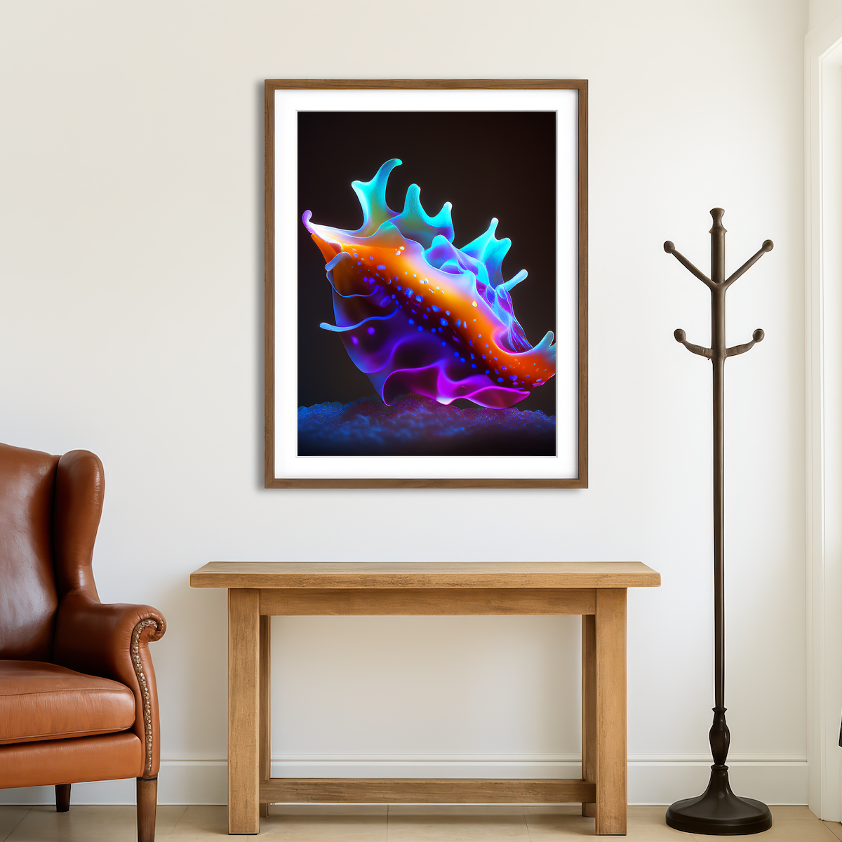 AUTO-MOCKUP ROOM | Glowing Nudibranch Wall Art