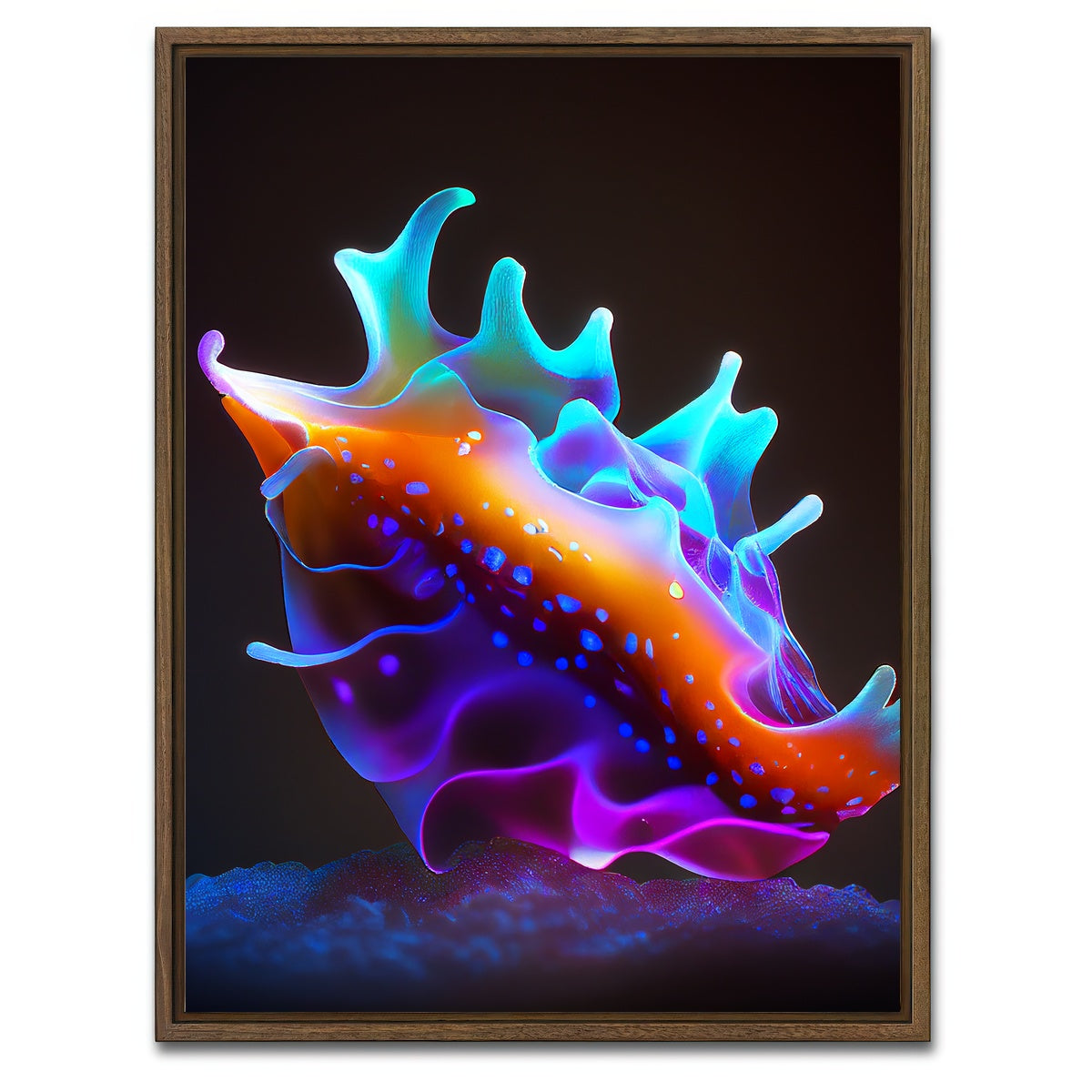 AUTO-MOCKUP WHITE | Glowing Nudibranch | 1 Piece | Walnut Framed Canvas | group=3x4