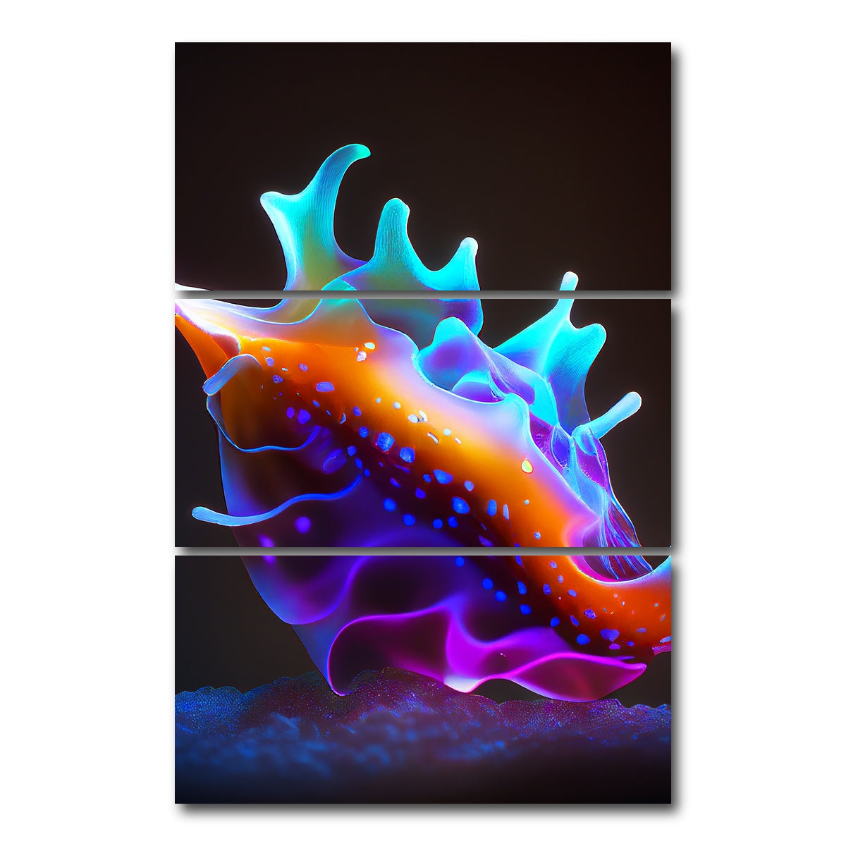 AUTO-MOCKUP WHITE | Glowing Nudibranch | 3 Piece | Gallery Wrap Canvas | group=12x24_stacked
