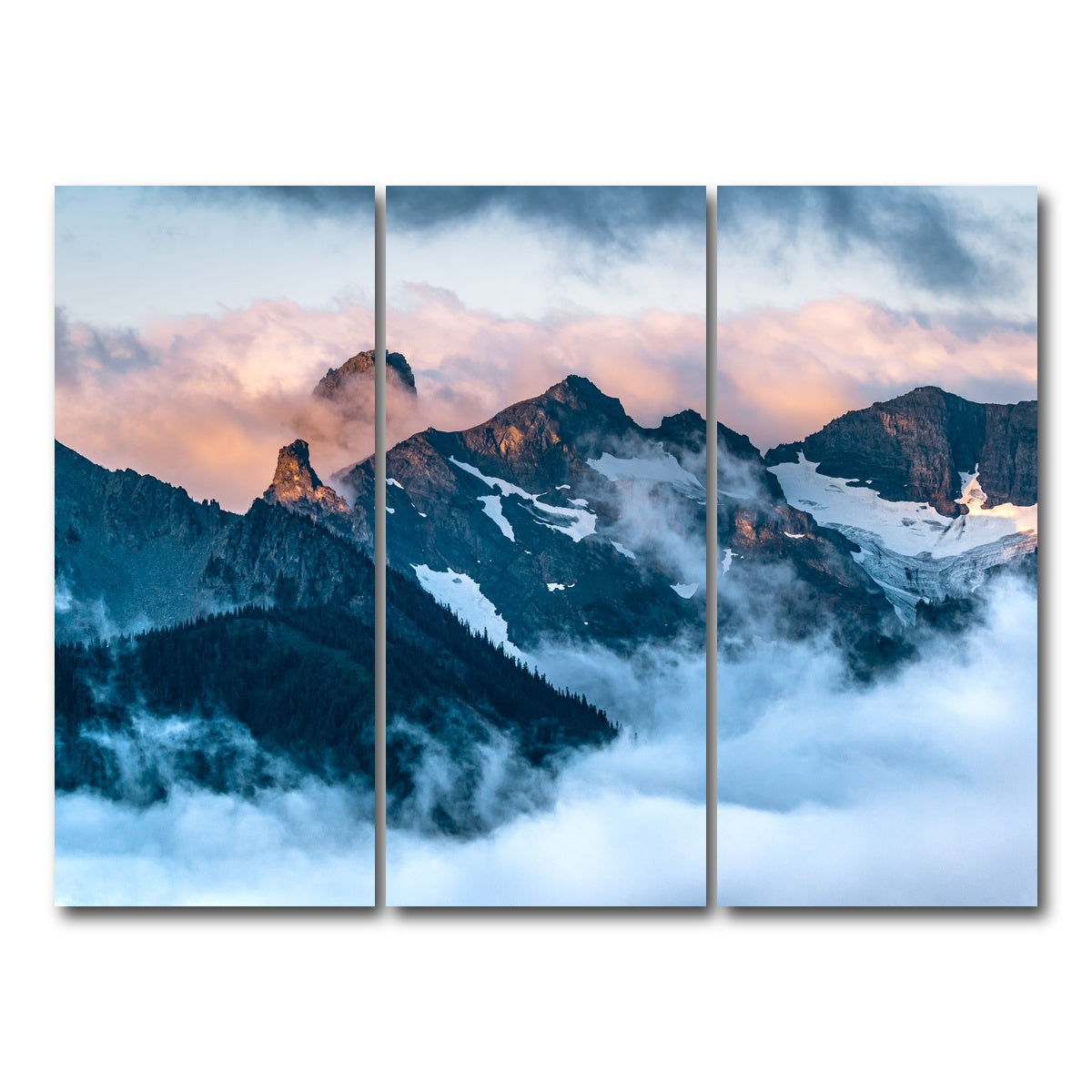 AUTO-MOCKUP WHITE | Glowing Peaks | 3 Piece | Gallery Wrap Canvas | group=8x18