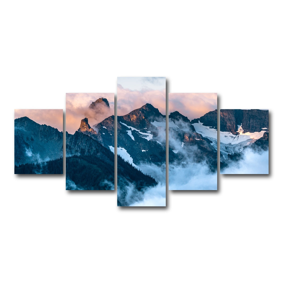 AUTO-MOCKUP WHITE | Glowing Peaks | 5 Piece | Gallery Wrap Canvas | group=5_short