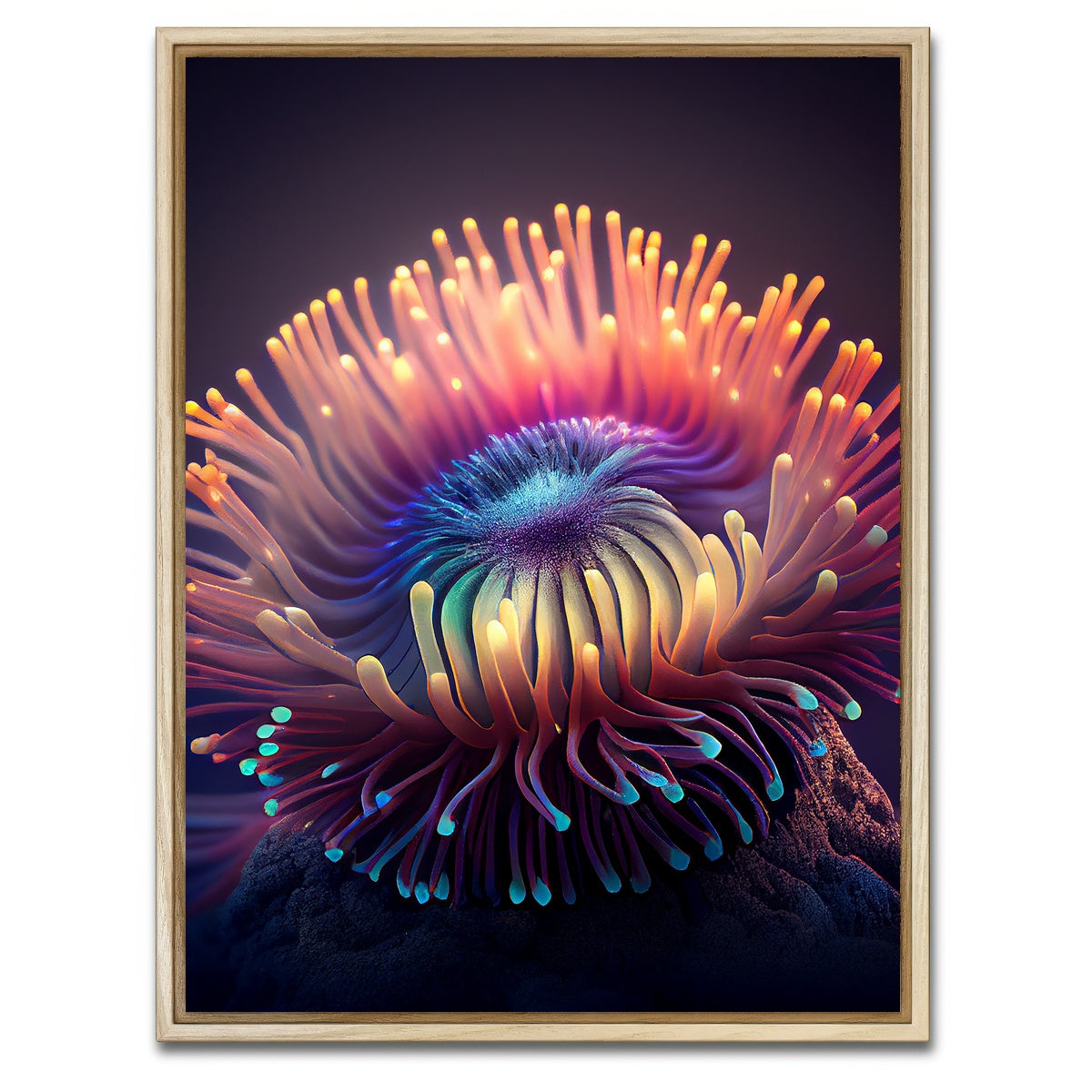 AUTO-MOCKUP WHITE | Glowing Sea Anemone | 1 Piece | Natural Framed Canvas | group=3x4