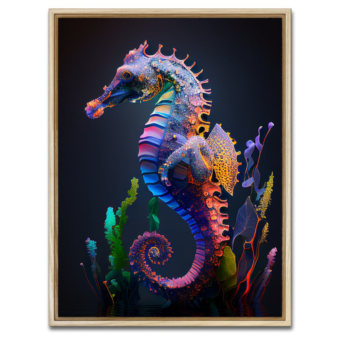 AUTO-MOCKUP WHITE | Glowing Seahorse | 1 Piece | Natural Framed Canvas | group=3x4