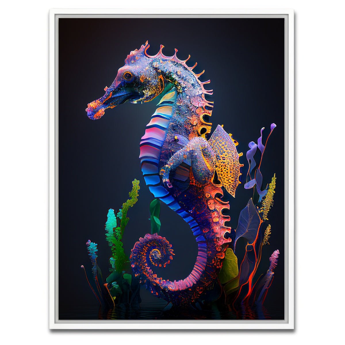AUTO-MOCKUP WHITE | Glowing Seahorse | 1 Piece | White Framed Canvas | group=3x4