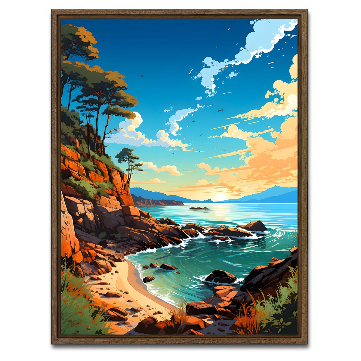 AUTO-MOCKUP WHITE | Gold Coast beach | 1 Piece | Walnut Framed Canvas | group=3x4
