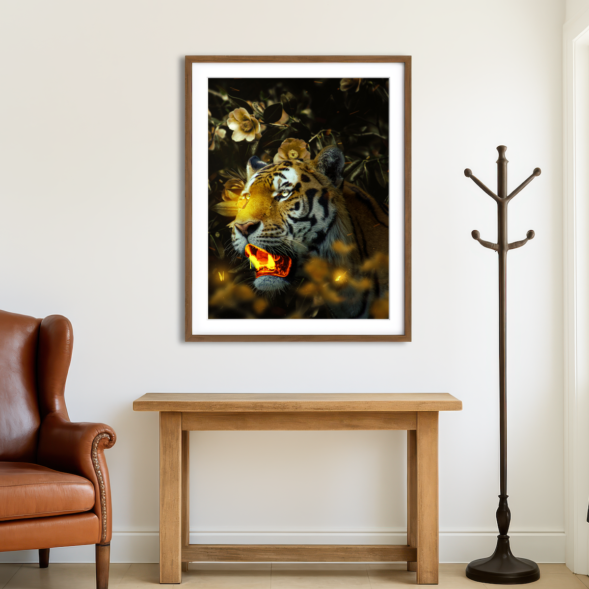 AUTO-MOCKUP ROOM | Gold Tiger Wall Art
