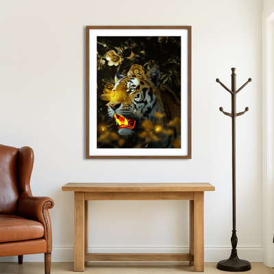 AUTO-MOCKUP ROOM | Gold Tiger Wall Art