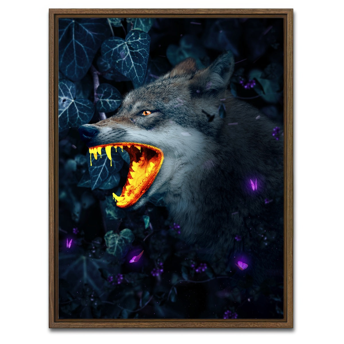 AUTO-MOCKUP WHITE | Gold Wolf | 1 Piece | Walnut Framed Canvas | group=3x4