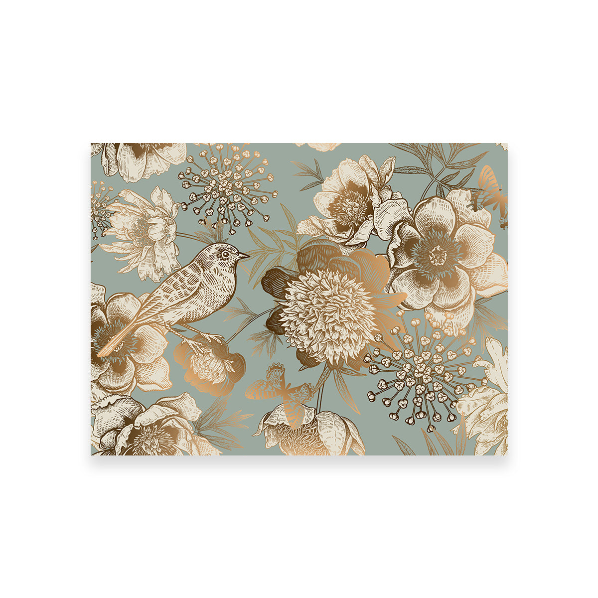 Golden Flowers Pattern Wall Art