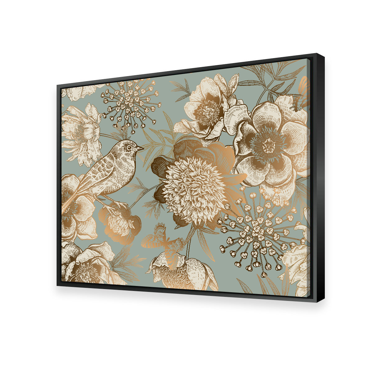 Golden Flowers Pattern Wall Art