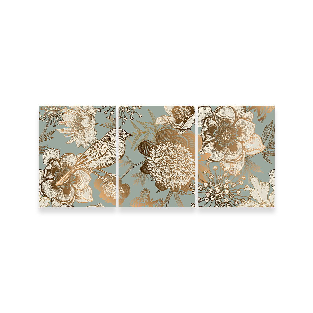 Golden Flowers Pattern Wall Art