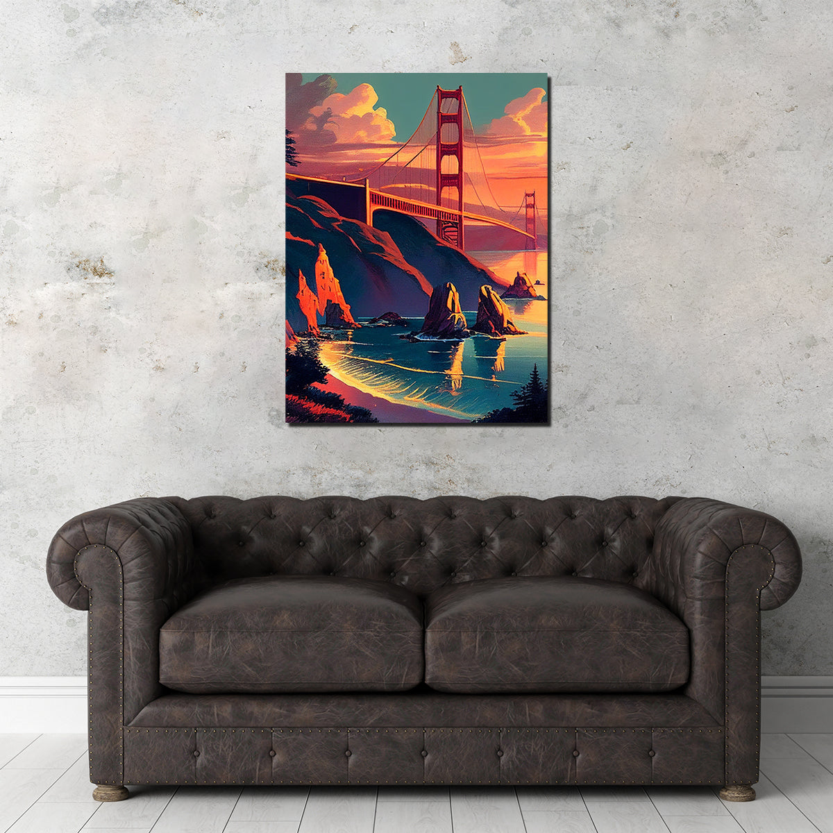 Abstract Golden Bridge Canvas