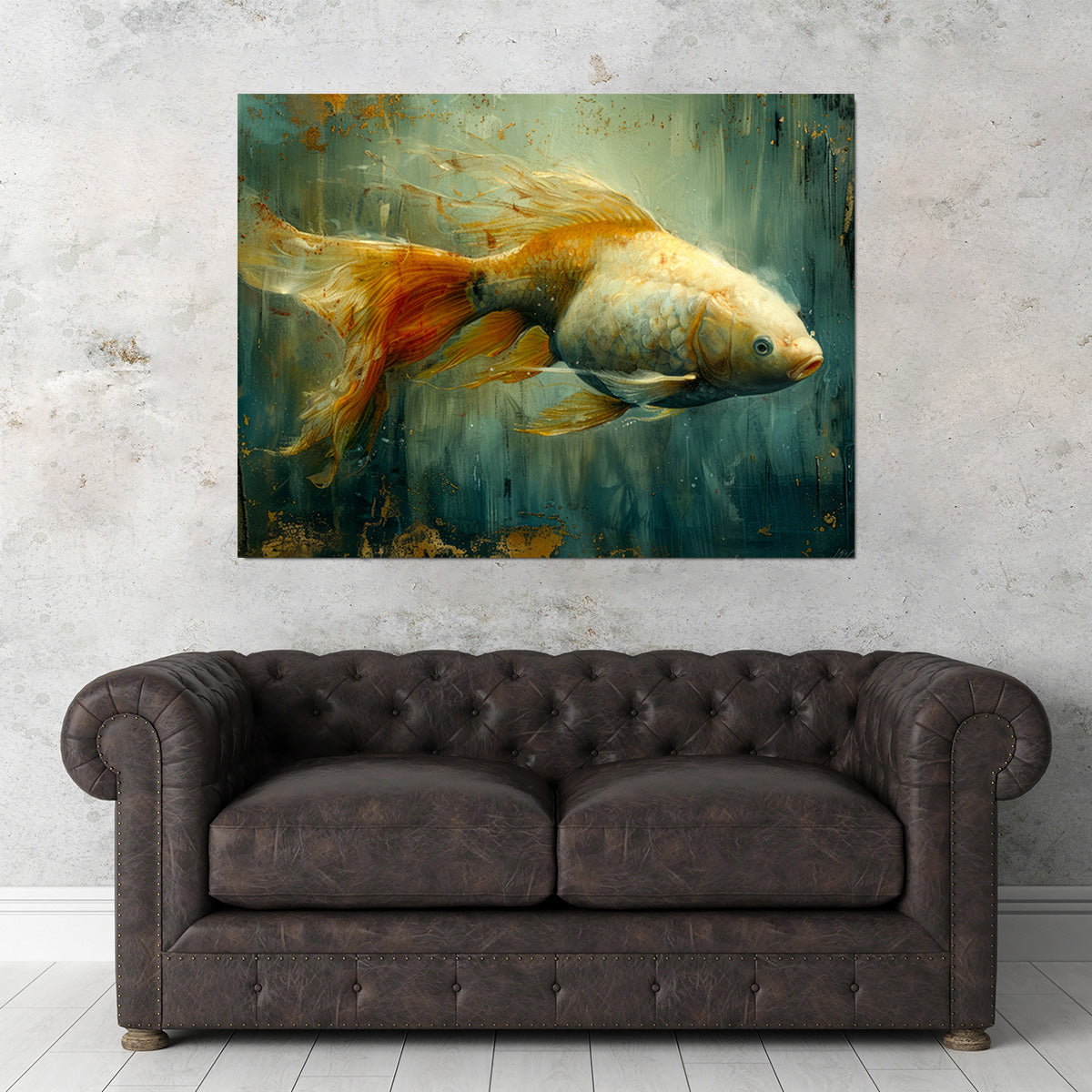 Golden Koi Fish Wall Art