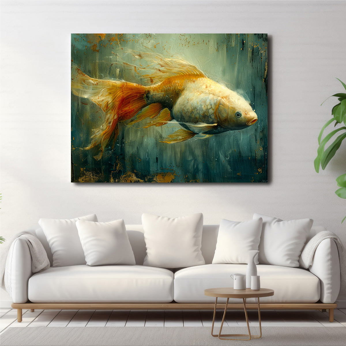 Golden Koi Fish Wall Art