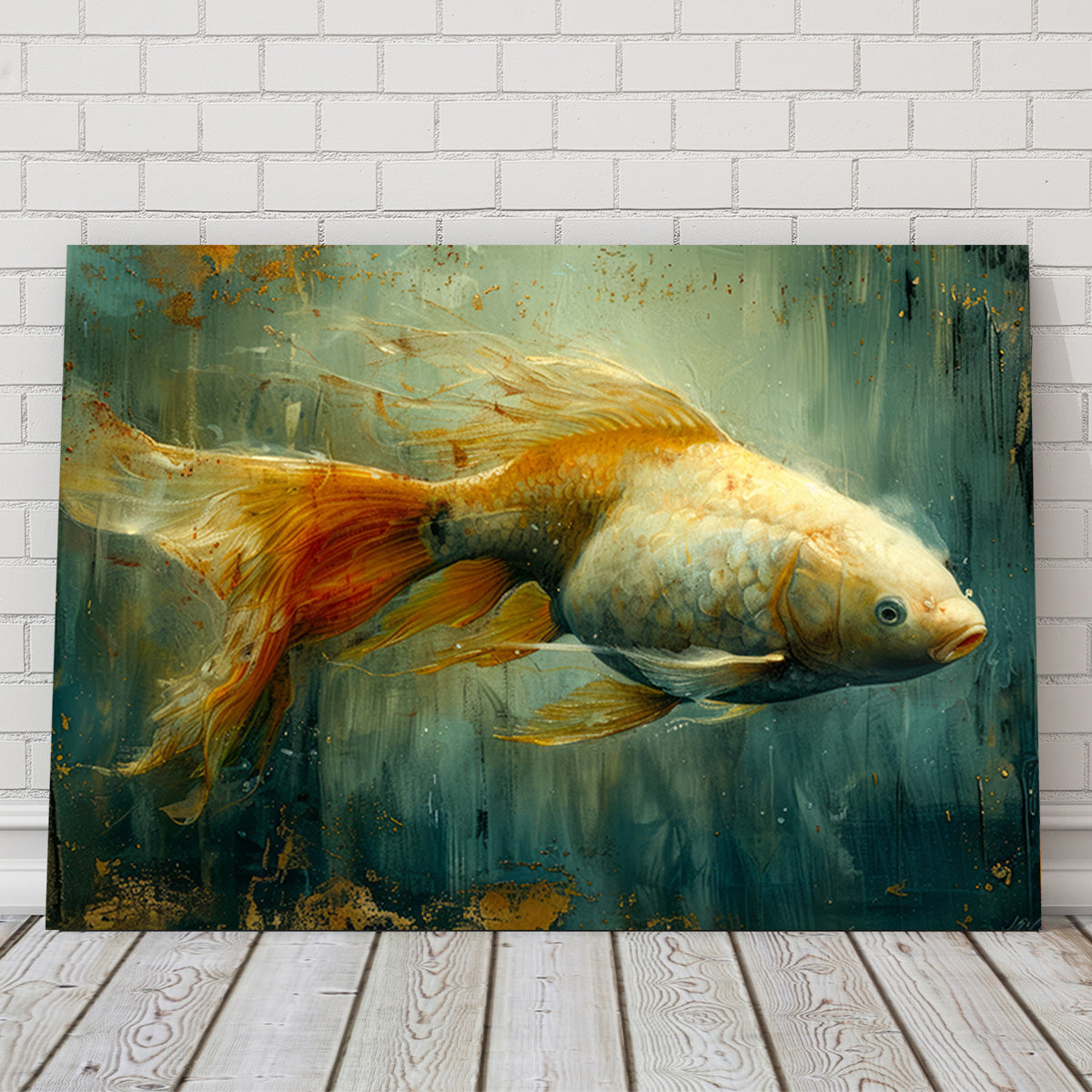 Golden Koi Fish Wall Art